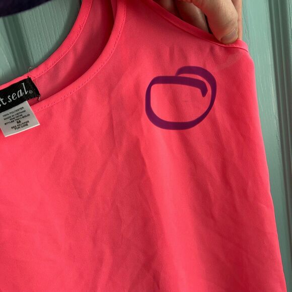 Wet Seal Pink Chiffon Cropped Tank Top Medium Rave Neon Flowy Adjustable Strap - Picture 7 of 9